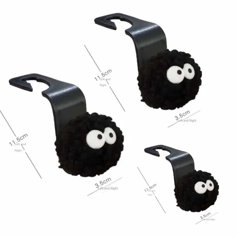 Cute Little Coal Ball Car Seat Back Hook Storage Car Headrest Organizer Food Bag Handbag Car Decoration Clothes Hanger Oasis Select 3pcs