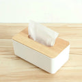 Minimalist Tissue Box Cover with Wooden Top Multi-Size PP Storage Organizer Dustproof for Home Car Bathroom Gift Oasis Select WHITE