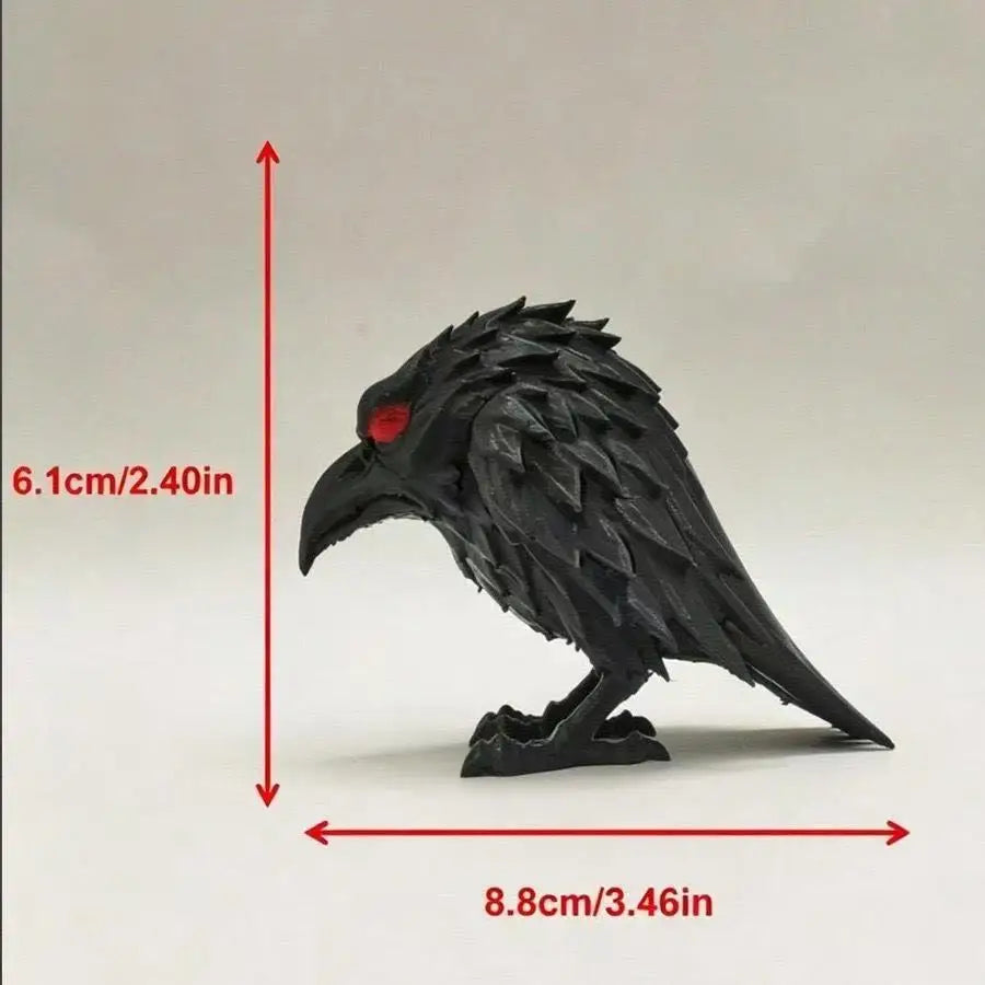 3D Printed Gothic Raven Statue for Halloween Weird Dark Art Crow Figurine Indoor Home Tabletop Desktop Aesthetic Decor Ornament Oasis Select