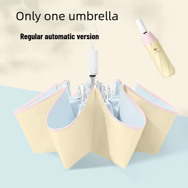 Anti-Rebound Automatic Folding Umbrella Color Glue UV Protection Sunshade Two-Purpose for Rain & Sun Ladies Parasol Oasis Select B sea salt mint Aluminum 8K