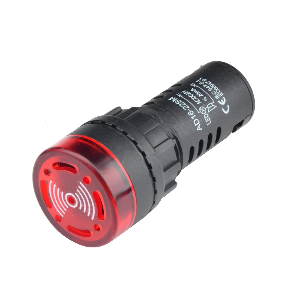 DC 12V DC 24V AC 110V AC 220V LED Active Buzzer AD16-22SM 22mm Panel Flash Signal Light Indicator Beeper Alarm Signal Lamp Oasis Select 220V 1