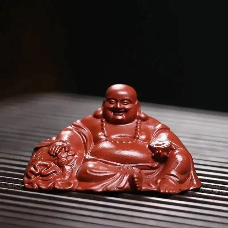 Yixing Zisha Tea Pet Maitreya Buddha Guanyin God of Wealth Small Figurine Cloth Bag Buddha Sculpture Incense Holder Ceramic Oasis Select Yuanbao Buddha
