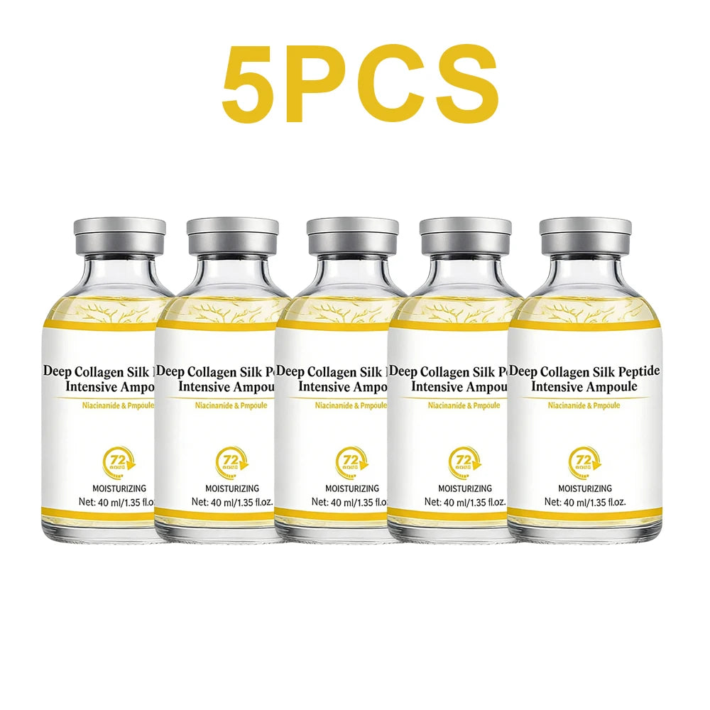 Deep Collagen Silk Peptide Intensive Ampoule Face-Lift Serum with Peptides & Deep Collagen Plumping, Smooth, Korean Skincare Oasis Select 5PCS