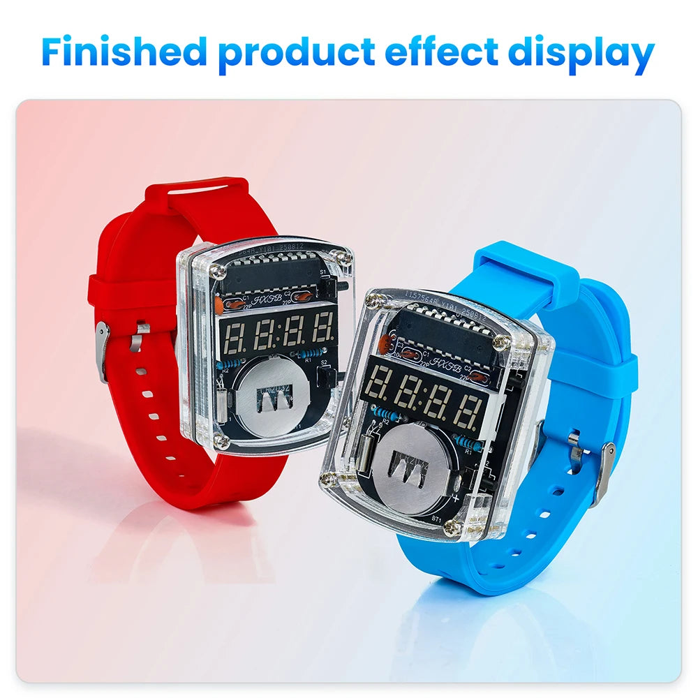 LED DIY Electronic Watch Kit Digital Tube Clock Accessories Soldering Assembly Electronic Silicone Watch Oasis Select