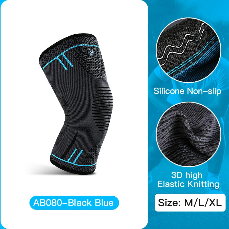 1pcs Summer Outdoor Sports Cycling Football Basketball Knitted Knee Pads Breathable Comfortable Non Slip Protective Gear Oasis Select Blue L