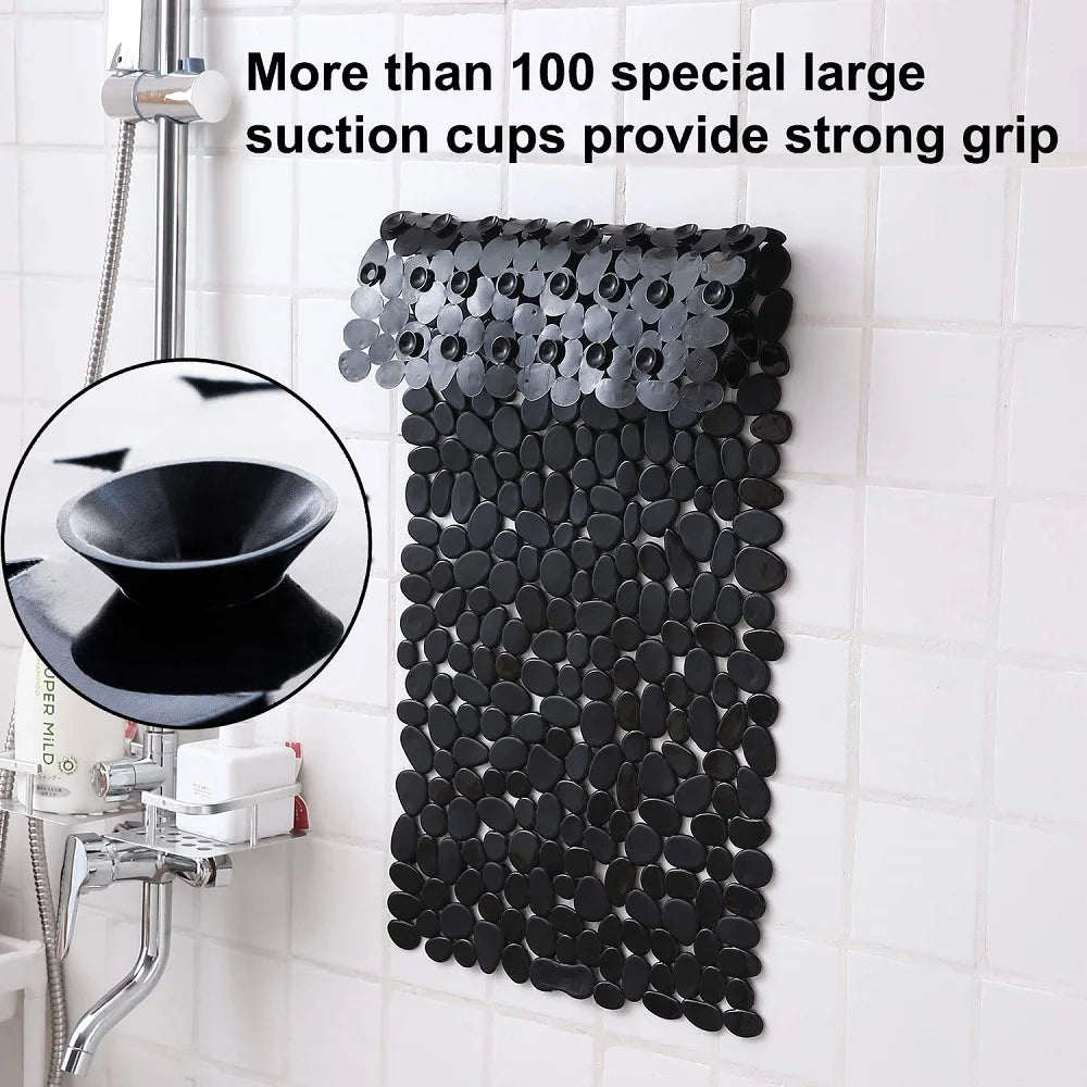 Non-Slip Bath Tub Shower Mats Pebble Shape Machine Washable Bathtub Mat With Drain Holes Suction Cups For Bathroom Oasis Select