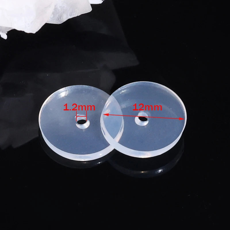 50pcs Clear Piercing Disc Pad Stabilizer Silicone Earrings Back Stopper Earlobe Support Patches for Piercing Bump Hypoallergenic Oasis Select Pad 12mm
