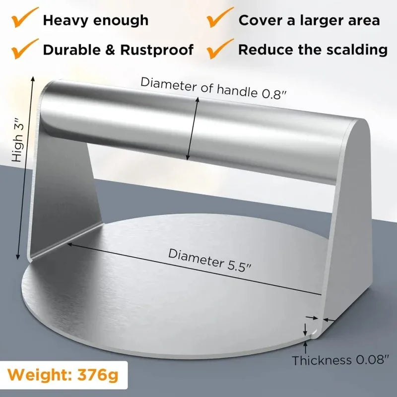 Hamburger Meat Press 430 Stainless Steel Non-Stick Meat Burger Press Circular Square Burger Kitchen Tool Meat Press Oasis Select green XL 3 lbs