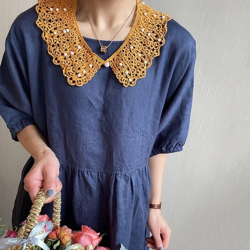 Detachable Lace Doll Collar with Pearl Shoulder Decoration Detachable Lace Collar Oasis Select