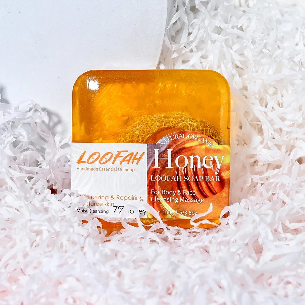 Loofah Honey Vitamin E Handmade Bar Soap with Essential Oils