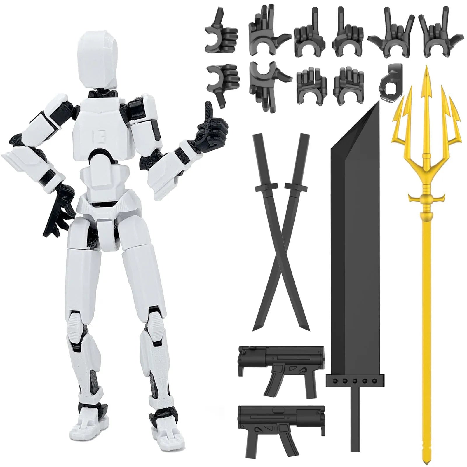 Lucky 13 3D Printed Movable Robot Action Figure & DIY Mannequin Robot Action Figure Oasis Select J One Size
