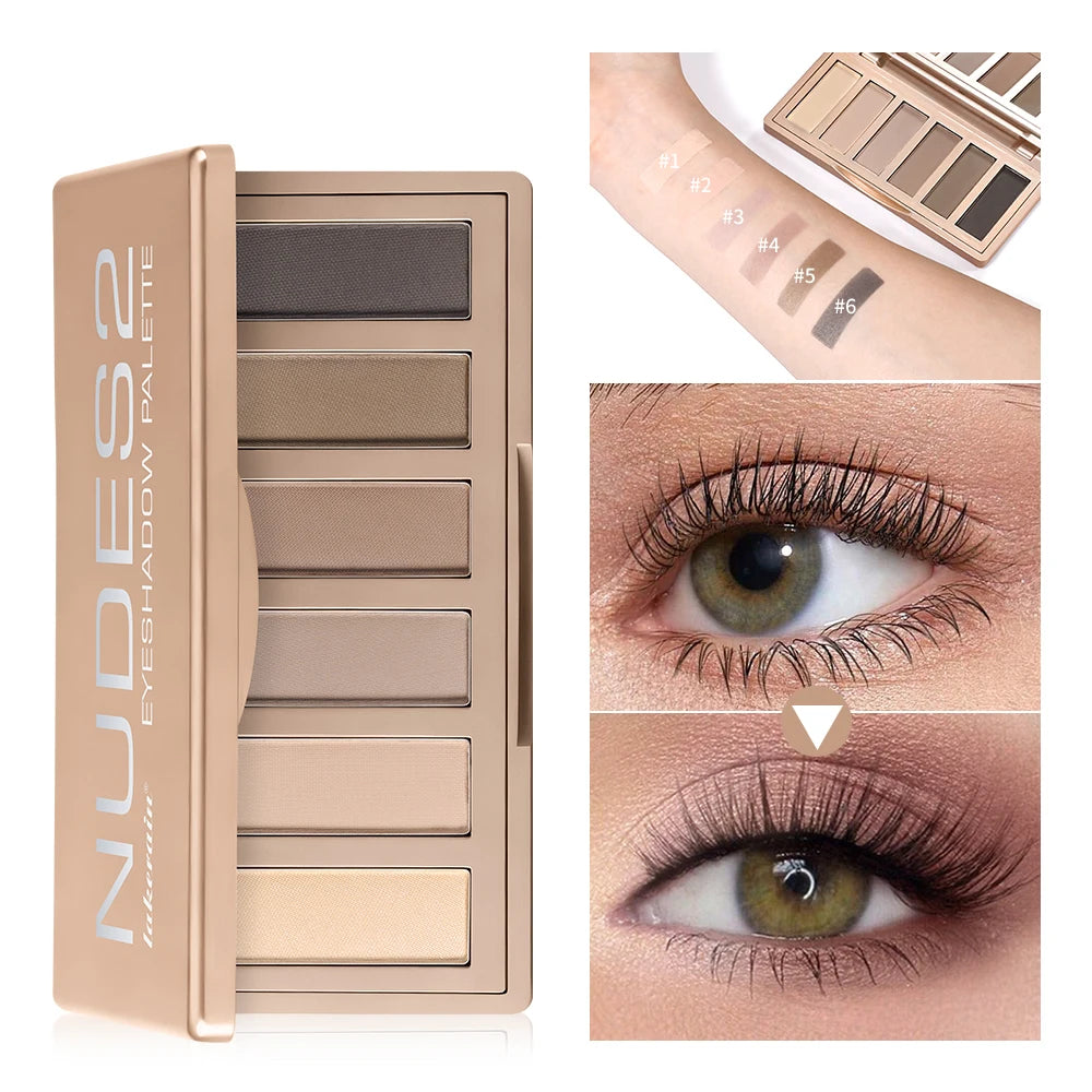 Matte Neutral Eyeshadow Palette – 6 Shades & Mirror