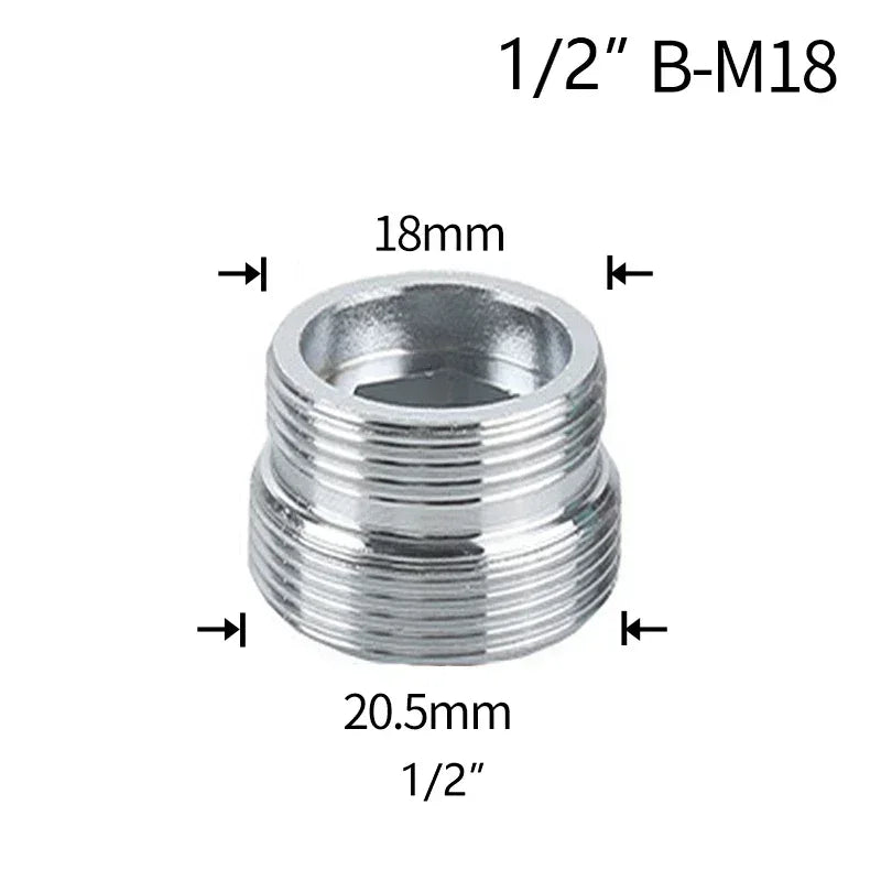 Water Faucet Coupler 1/2 To M16 M18 M20 M22 M24 M28 M32 Thread Connector Conversion Tap Adapter Fitting Bubbler Kitchen Bathroom Oasis Select B-M18