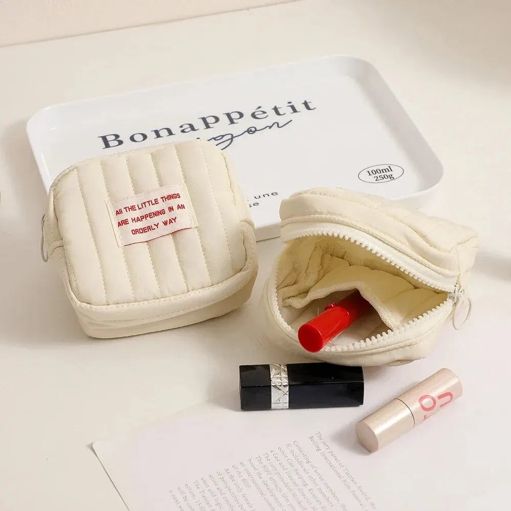 Korean Mini Square Makeup Bag – Lipstick & Earphone Organizer