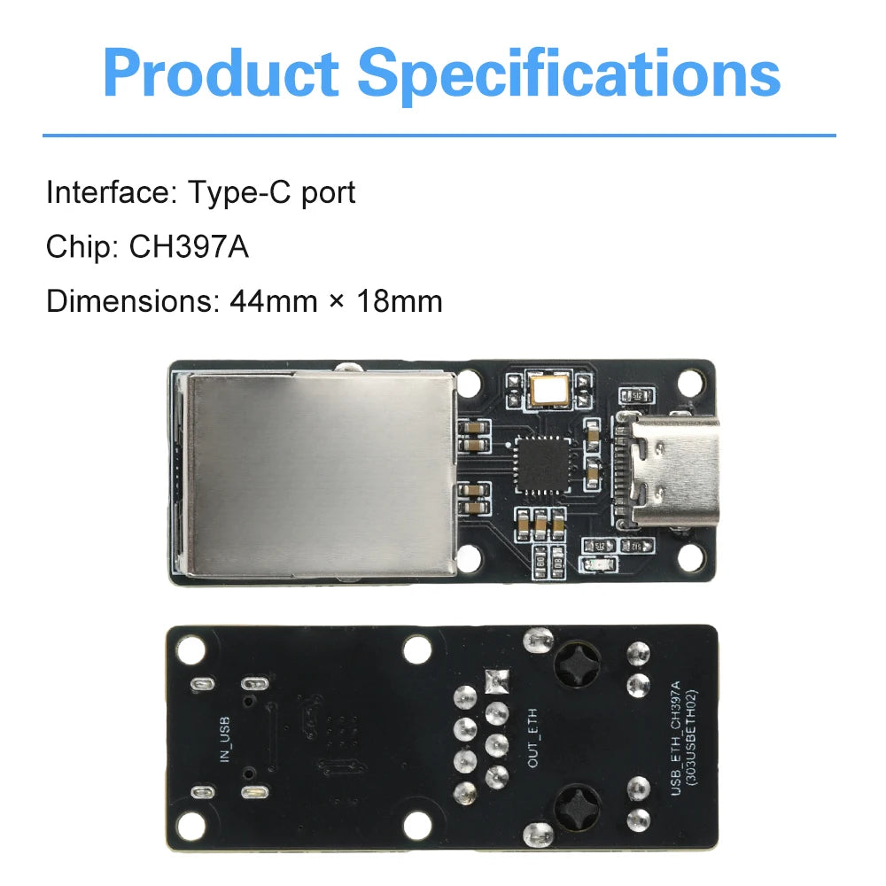 CH397A USB-C to RJ45 Ethernet Module 100 Mbps USB Network Card Electronic Component Kit Type-c Interface Oasis Select