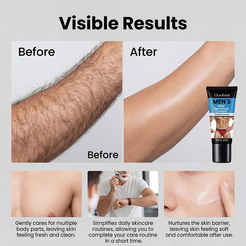 Men’s Hair Removal Cream Gentle Painless Depilatory Cream Effective Hair Remover for Body Legs Armpit Quickly Smoothing Skin Oasis Select
