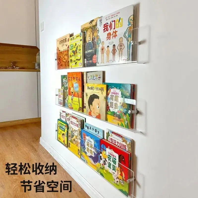 Acrylic Wall Mounted Shelf – Books, Magazines & Cosmetics Rack