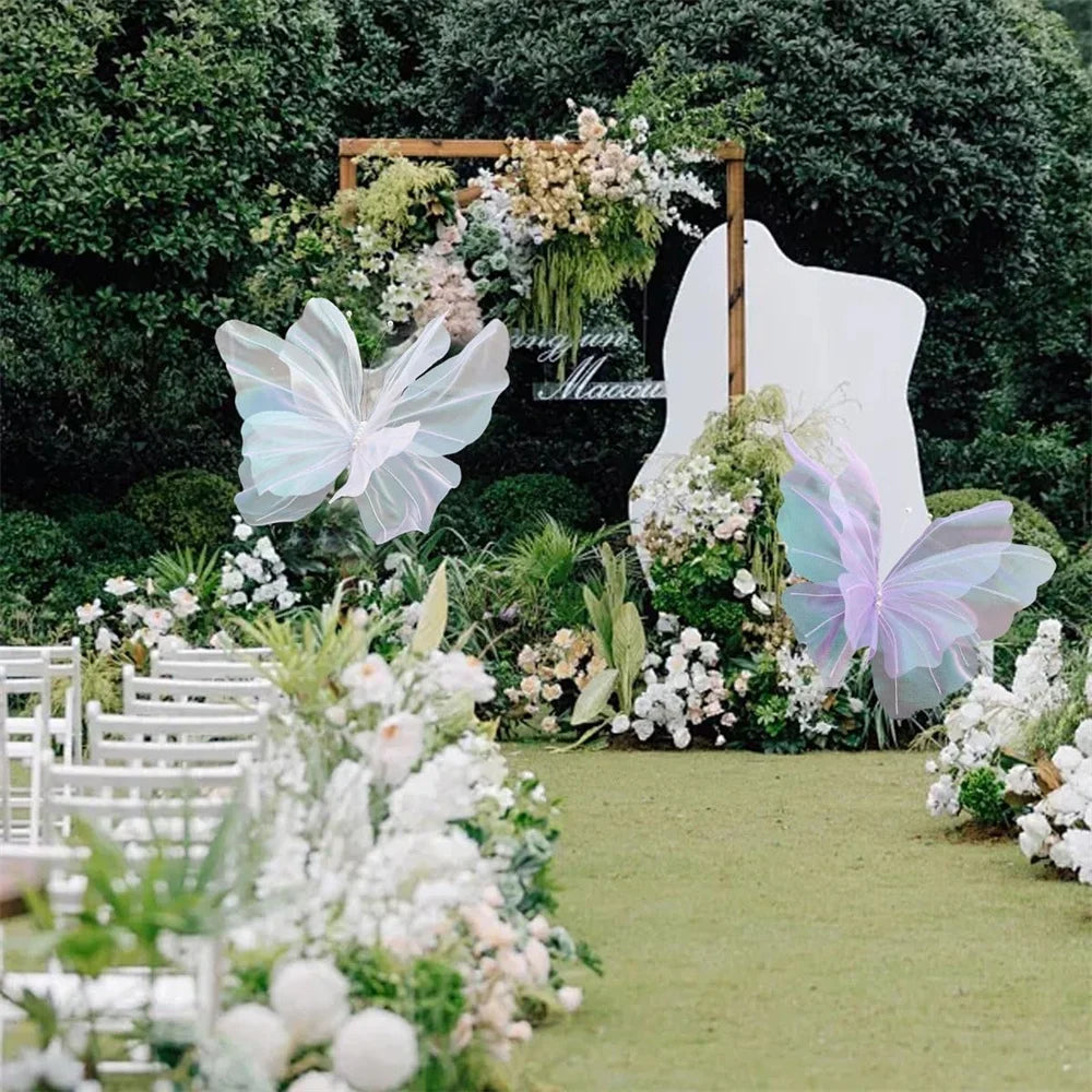 50cm Big Simulation Butterfly 3D Outdoor Shopping Mall Wedding Festival Decoration Hollow Large Hanging Gauze Fake Butterfly Oasis Select
