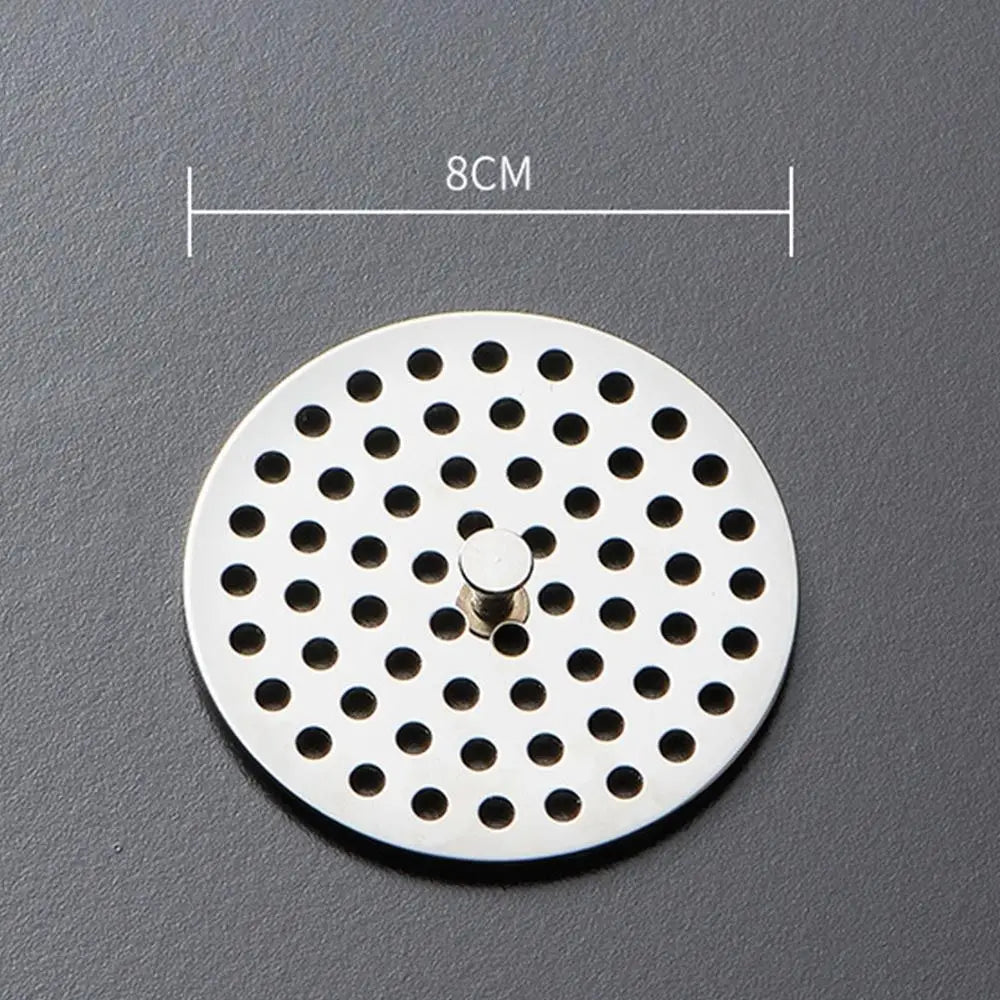 Durable Stainless Steel Floor Drain Net Cover Round Square Shape with Handle Hair Filter Drainage Grille Oasis Select -8cm-round shape