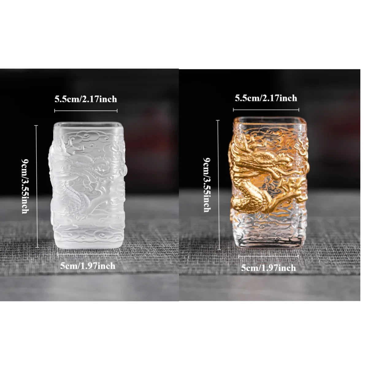 Personalized Creative Glass Tea Cup Golden Dragon Cup Heat-resistant Glass Master Single Cup Oasis Select set 51-100ml