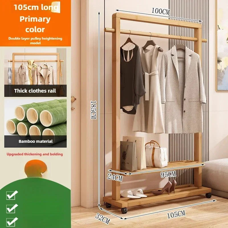 Multi-functional Hanging hanger Floor-to-ceiling bedroom Simple hanger Removable coat rack sturdy and durable Oasis Select Log color O