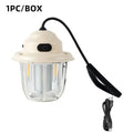 LED Camping Lamp 1200mAh Retro Hanging Tent Lamp 2700K/6500K Emergency Light Lantern IPX4 Waterproof Type C Charging for Outdoor Oasis Select WJ988 off-white