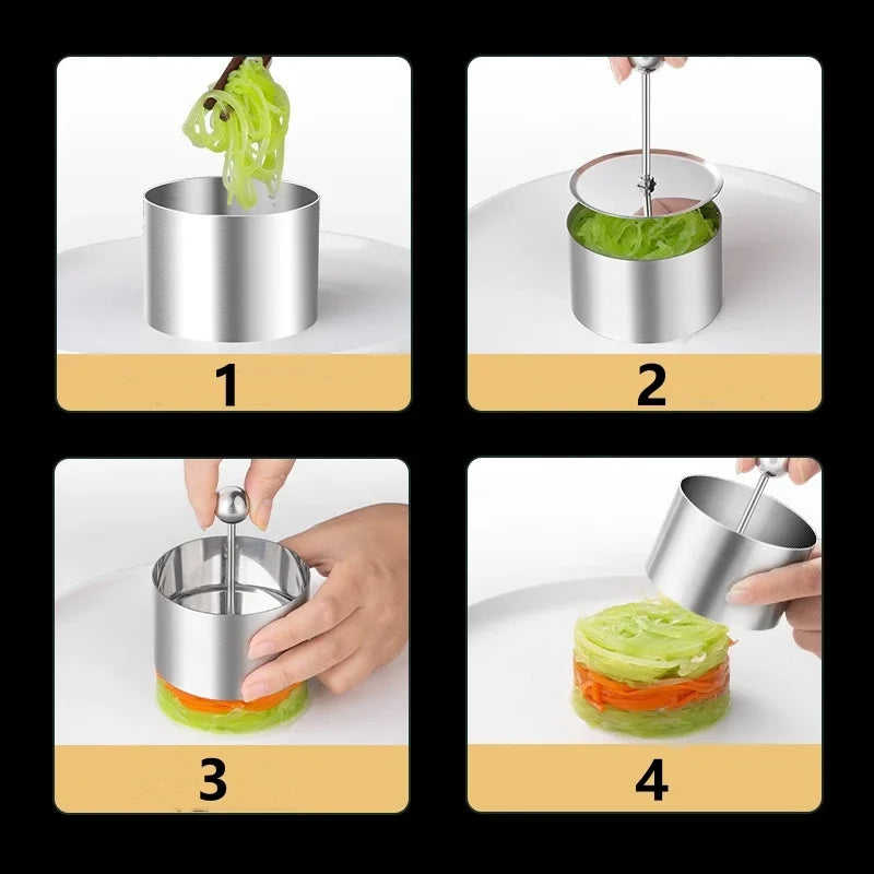 Round Mousse Mold Stainless Steel Ring with Lid Food Decoration Tools-Making Rustproof Pastry Rice Ball Sushi Cooking tools Oasis Select