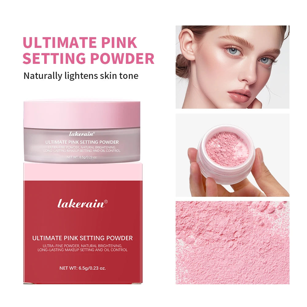Setting Powder long-Lasting Matte Pink Finish Oil Control Makeup Fixation Removal Pore Modification Setting Cosmetics one size Oasis Select