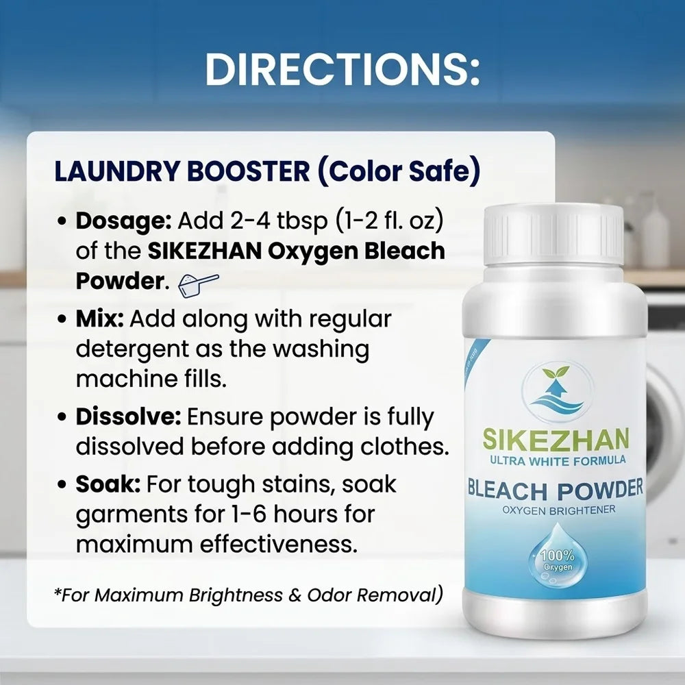 Clothing Bleaching Powder + 2-Piece Mesh Laundry Bag Set: Stain Remover & Whitener, Washing Machine Care Bags and Cleaning Tools Oasis Select