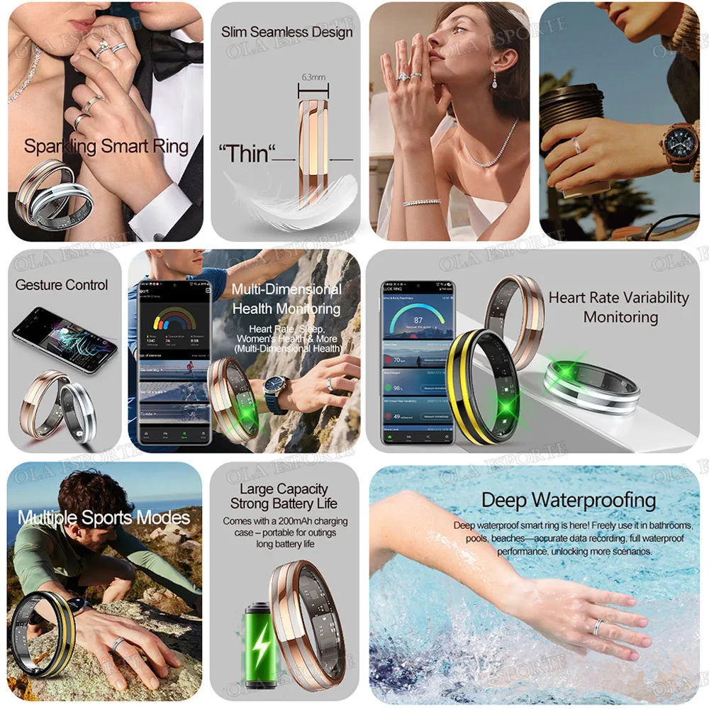 Smart Ring – Heart Rate, SpO2 & Sleep Monitor | Waterproof