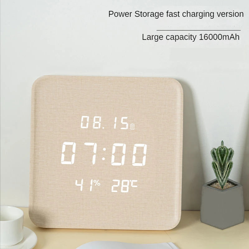 Living room household fashion creative hole free hanging wall electronic light luxury Nordic simple modern wooden wall clock Oasis Select 12 295 x 295 x 25mm