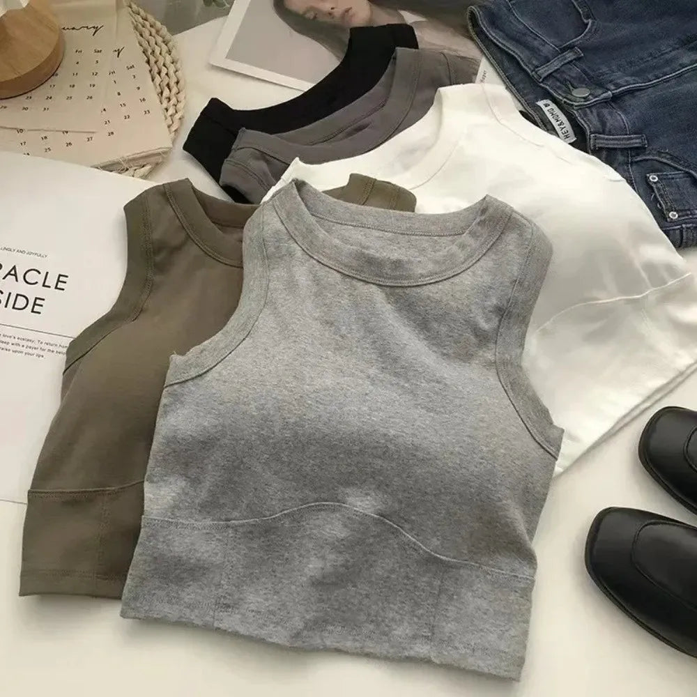 Sexy Breathable Bra Vest U-shaped Top with Pad Bra Crop Top Bra Black White Sleeveless Top Summer Oasis Select