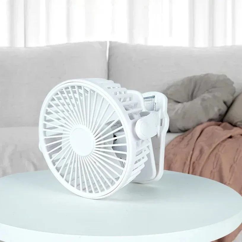 Portable Mini 360°Flip USB Rechargeable Table Fan Clip-on Type Desk Fan Hanging Clip Fan Night Light Air Cooler Outdoor Oasis Select