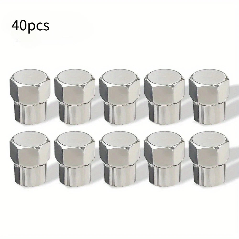 40 Pcs Tire Valve Cap with O Rubber Ring Plastic Chrome Dust Proof Covers Universal Cars Bicycle Trucks Motorcycles Accessories Oasis Select 40 pcs