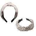 2/4PCS Boho Knotted Headbands Wide Soft Stretch Non Slip Women Daily Yoga Travel Printed Solid Mix Hair Accessories Oasis Select LightColors 2pcs