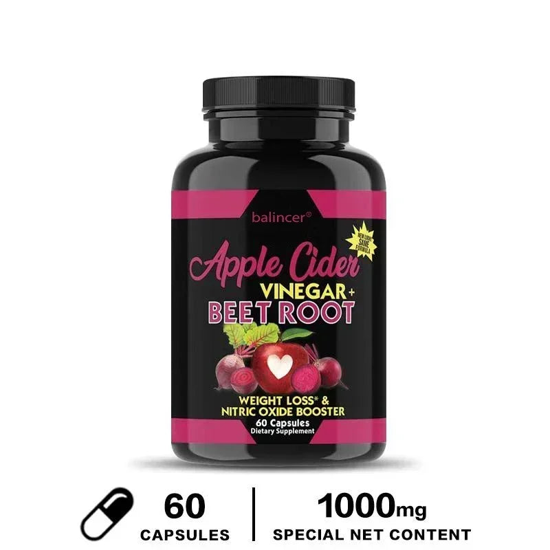 Beetroot & Apple Cider Vinegar Capsules | Immune, Detox & Weight Herbal Supplement Capsules Oasis Select 60 count-1 bottle