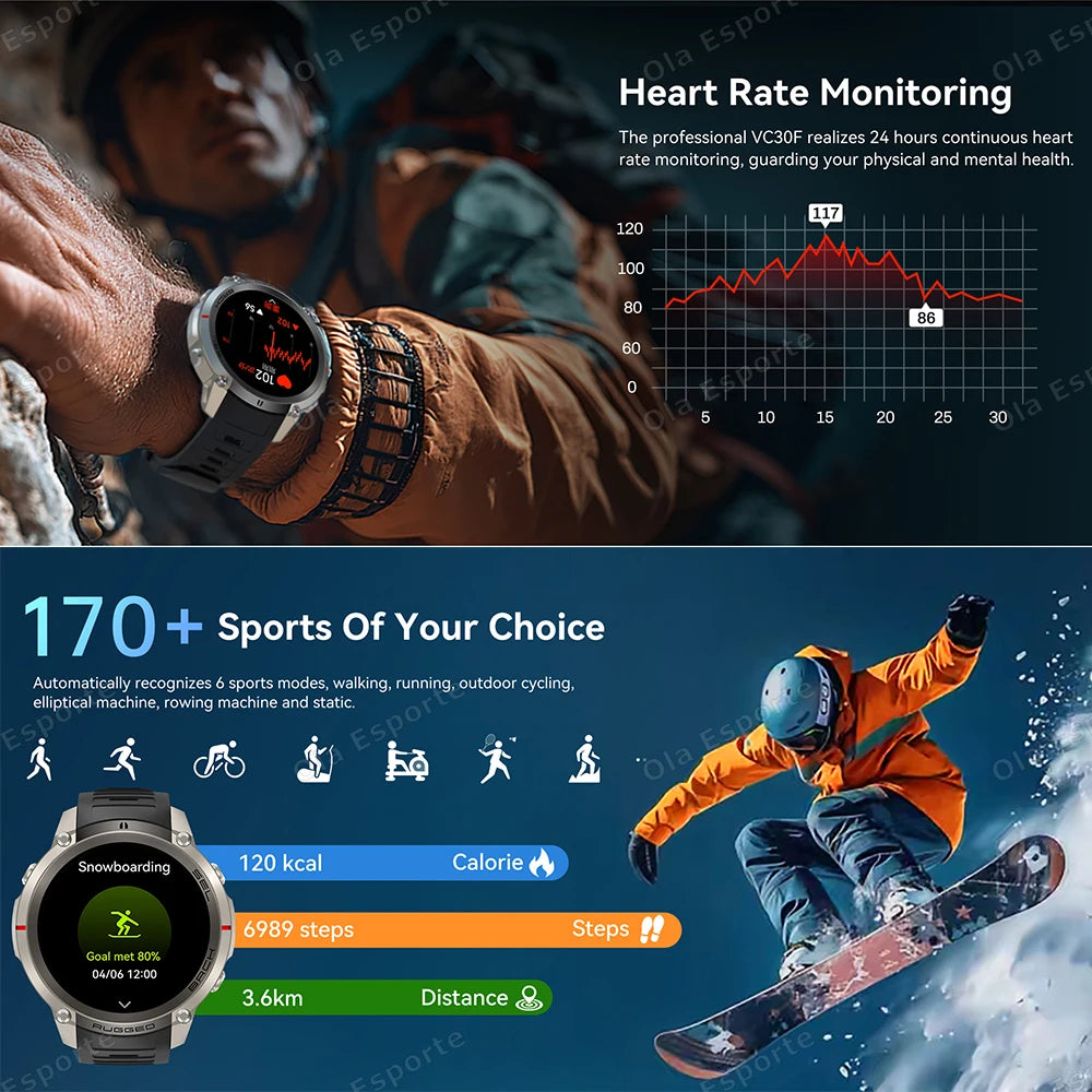 Ola Esporte GPS Smart Watch AMOLED 5ATM 170+ Sports HD Call