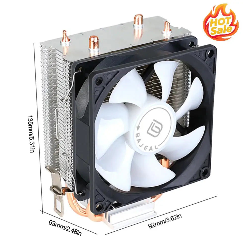 CPU Cooler with 2 Heat Pipes CPU Air Cooler 3PIN Quiet Rainbow RGB Cooling Fan for Intel LGA775 1150/1151/1155/1156/1200 AMD AM2 Oasis Select