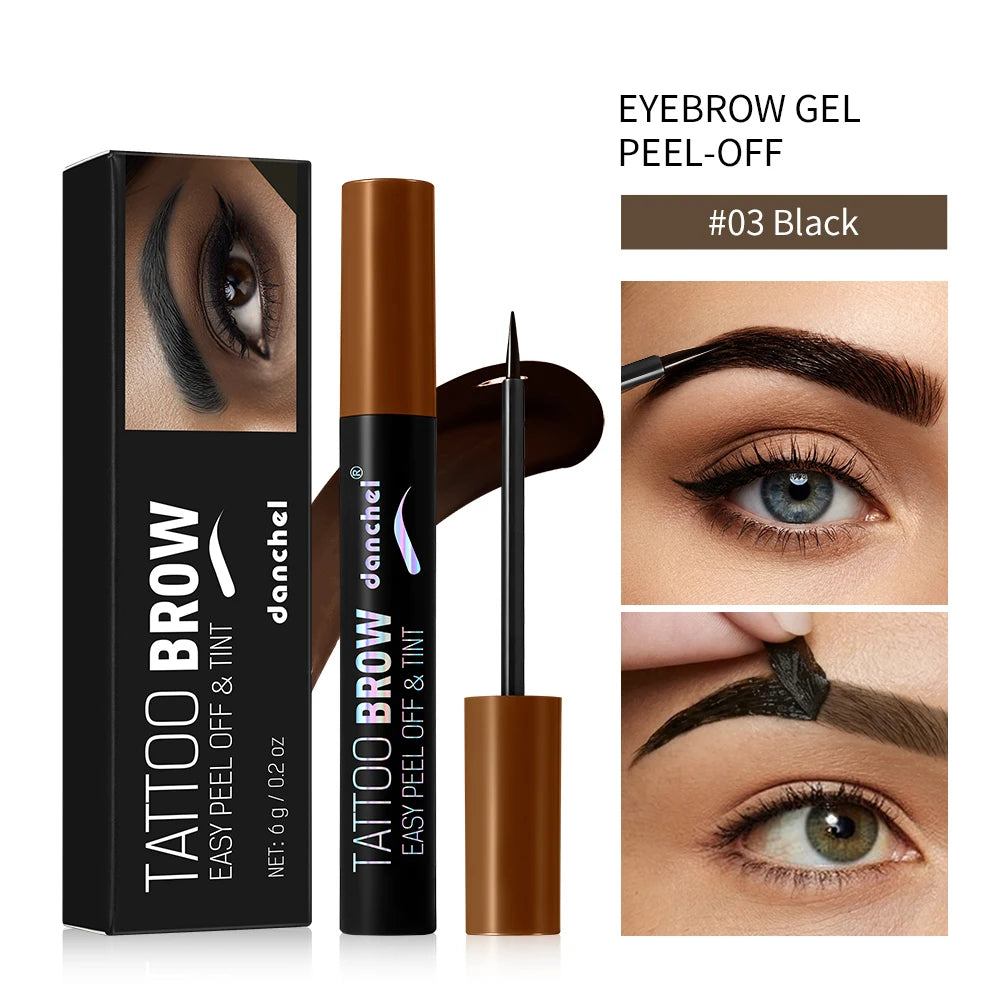 Peel Off Eyebrow Gel Tint 1PC Semi Permanent Waterproof Brow Tattoo Transfer Proof Long Lasting For Fuller Defined Brows Oasis Select 3 Black