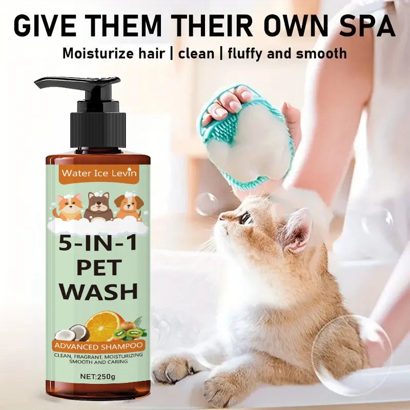5-in-1 Natural Coconut Pet Shampoo, Conditioner, and Body Wash, Gentle Cleansing, Soothes Skin, Creates Shiny Fur, Safe and Healthy, Suitable for Cats and Dogs Oasis Select