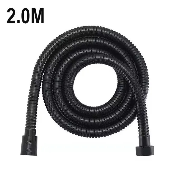 1.5/2/3M Stainless Steel Shower Hose Black/Silver Long Bathroom Shower Water Hose Extension Plumbing Pipe Showerhead Tube Oasis Select 2M black