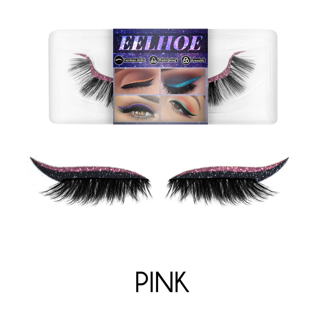 7color Glue-Free Faux Mink 3D Self-Adhesive Eyeliner Lash Stickers Waterproof Sweatproof False Eyelashes Stickers Eye Makeup Oasis Select 01