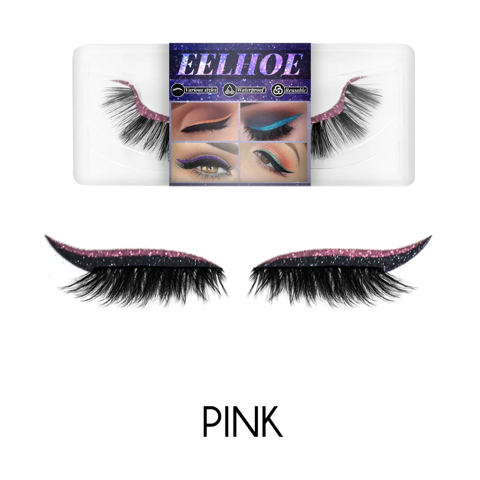 7color Glue-Free Faux Mink 3D Self-Adhesive Eyeliner Lash Stickers Waterproof Sweatproof False Eyelashes Stickers Eye Makeup Oasis Select 01