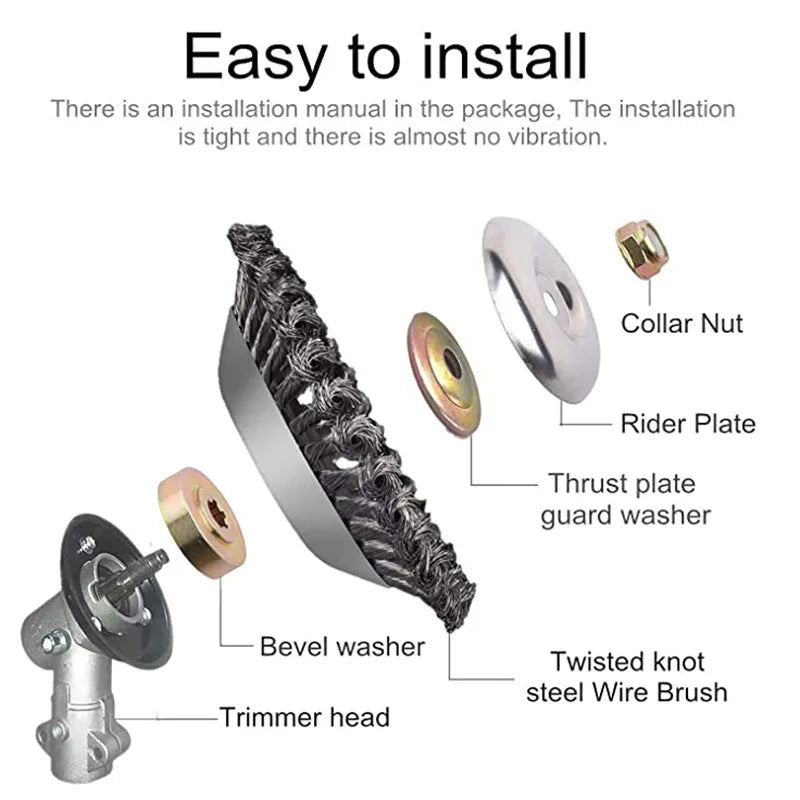 6/8 Inch Steel Wire Weed Brush Cutter Head – Universal Trimmer Grass Trimmer Head Oasis Select