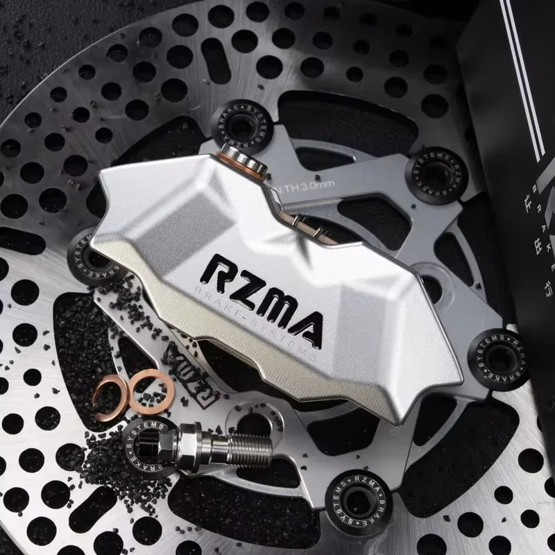 RZMA Ruizuma Little Crab Double Piston Hydraulic Disc Brake Electric Motorcycle Modified Brake Accessories Oasis Select Silver