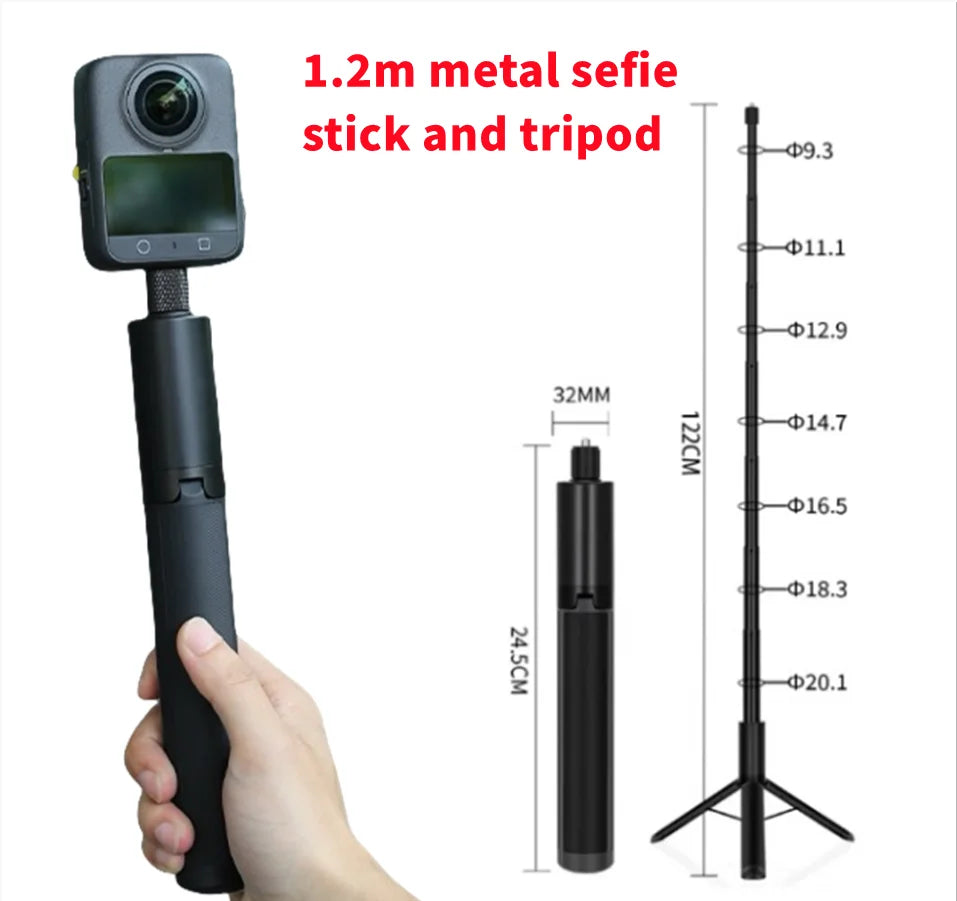 120cm Invisible Selfie Stick Tripod for GoPro, DJI & Insta360