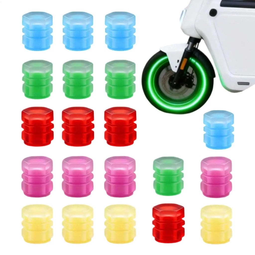 Fluorescent Night Glowing Valve Caps Luminous Valve Caps Night Glowing Decor Motorcycle Bicycle Wheel Hub Valve Stem Cap Oasis Select