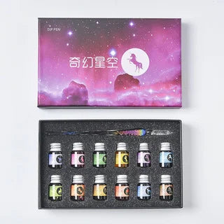 Starry Sky Glass Pen Set Signature Pen Crystal Student Dip Pen Glass Dip Pen Stationery Gift Pen Oasis Select 10