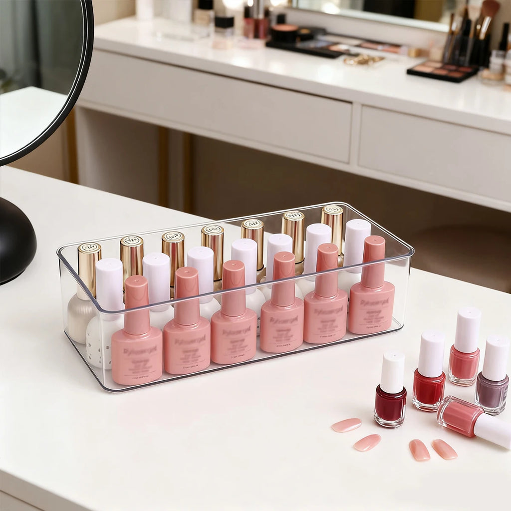 1pc acrylic three grid/space nail polish storage box nail polish display organizer dresser nail shop storage device Oasis Select