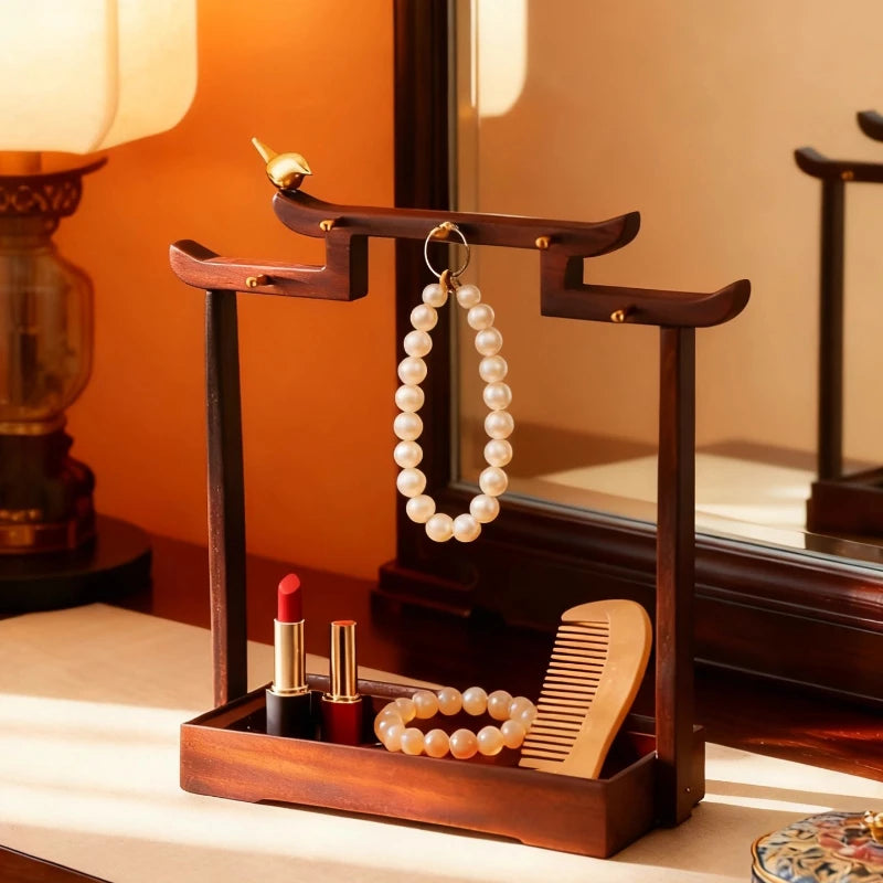 Middle Ancient Style Walnut Wood Entrance Door Key Storage Rack Storage Decoration Living Room Home Decor Oasis Select